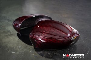 FIAT 500 Mirror Covers - Carbon Fiber - Red Candy